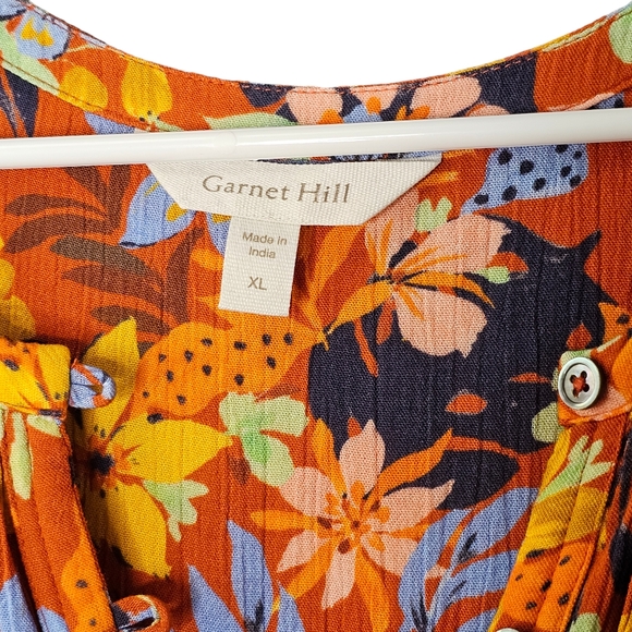 Garnet Hill Hawaii Tropical Floral Sleeveless Tuxedo Pleats VNeck Dress Midi XL - Picture 4 of 8